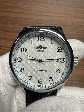 Winner Automatic Men's Watch - White Dial, Black Strap